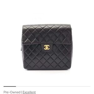 Chanel Black Quilted Backpack with Gold Accents
